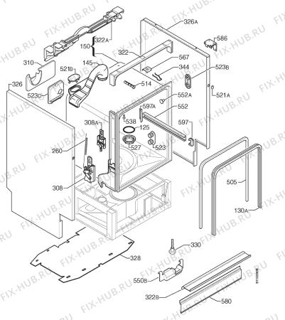 Взрыв-схема посудомоечной машины Zanussi DTI6759E - Схема узла Housing 001